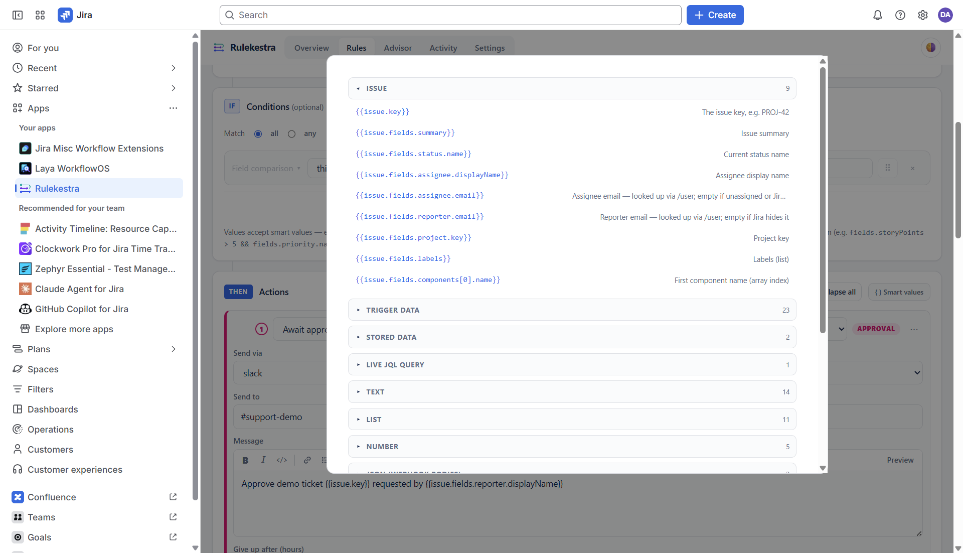 The Rulekestra smart values browser